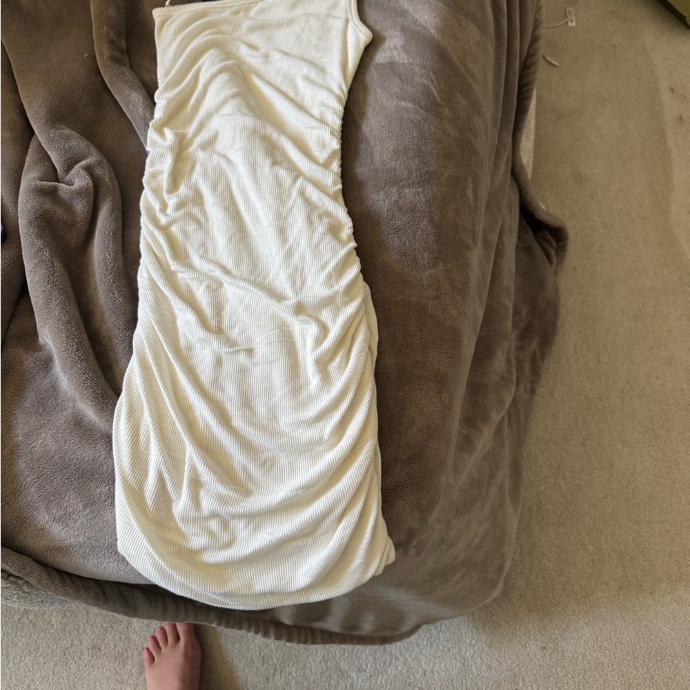 L*Space Cream Ribbed one shoulder dress